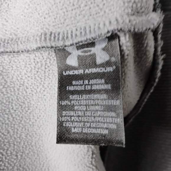 Under Armour Hoodie Pullover Sweatshirt Storm Fleece Lined Gray Neon Lime M - Picture 8 of 12